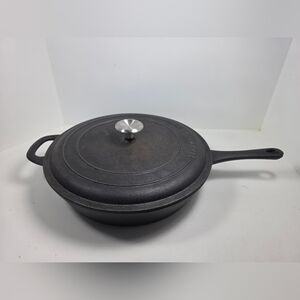 Tramontina, 12.5" Durable Versatile Heavy-DutyCast Iron Skillet with Lid - Black